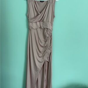 Elegant Taupe Sleeveless Dress